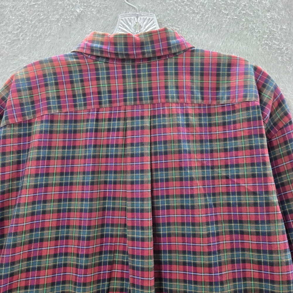 VINTAGE Ralph Lauren Men Button Up Shirt 2XB Red Plaid Classic Fit Long Sleeve - Picture 5 of 8